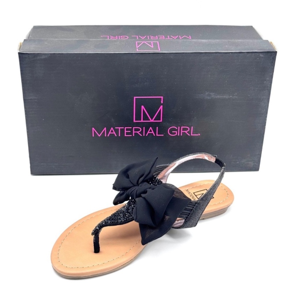 Material Girl Womens Swan 2 Split Toe Casual T-Strap Sandals, Black, Size 6.5 - Picture 3 of 16